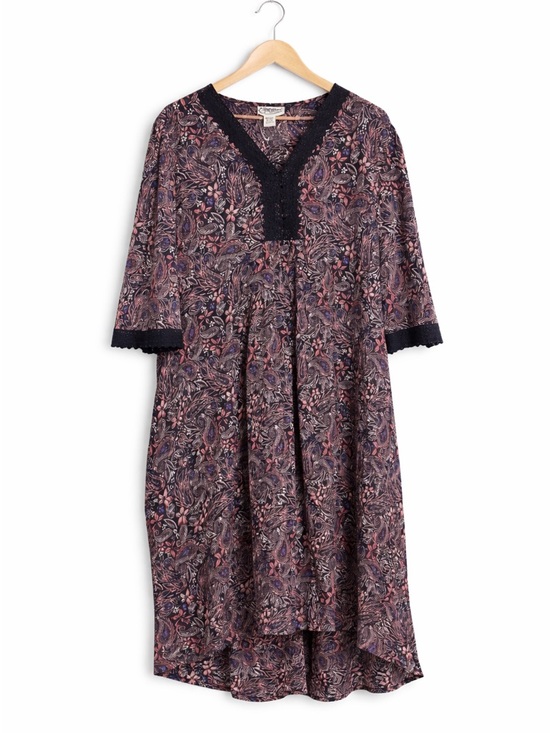 Expressions Dresses & Skirts - Expressions Catalog Paisley Boho Dress 2X NWOT 100% Cotton Lace Trim Midi/maxi
